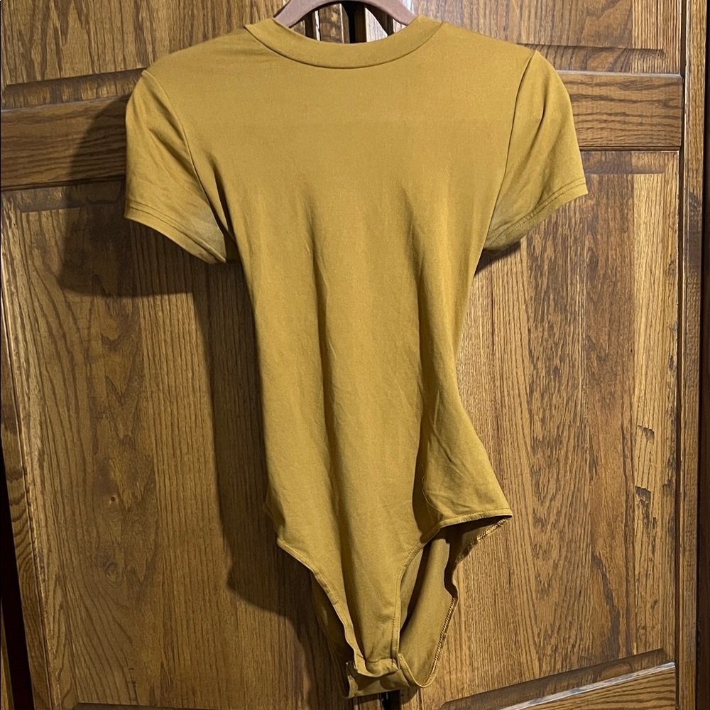 Mustard Yellow BACKLESS Short Sleeve Bodysuit
